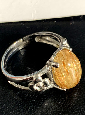 天然发晶戒指金发晶钛晶实物