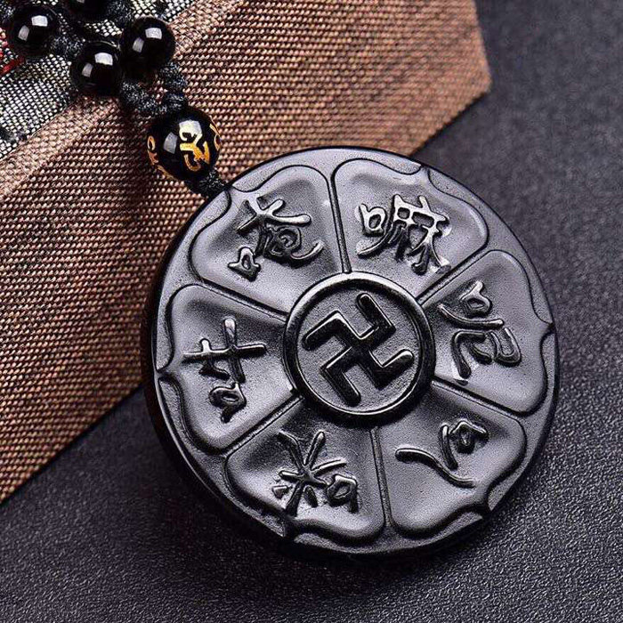 项链黑天鹅六字大明咒吊坠