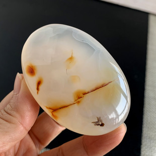 水玉冰魄天然玛瑙扁片把玩 水草玛瑙手把件 小摆件