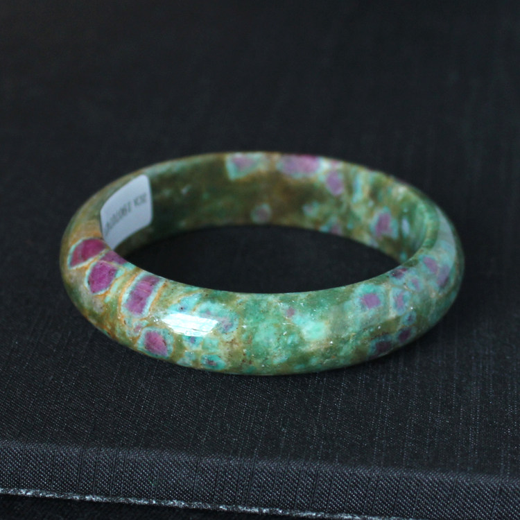 水玉冰魄天然红绿宝手镯罕见新品青翠瑰丽花红柳绿光面 送证书