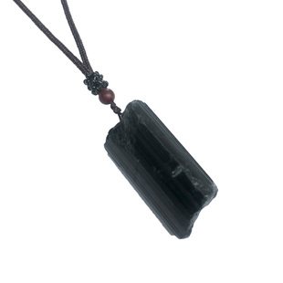 水玉冰魄新款天然黑碧玺晶柱原石吊坠 矿标毛衣链 项坠 项链实物