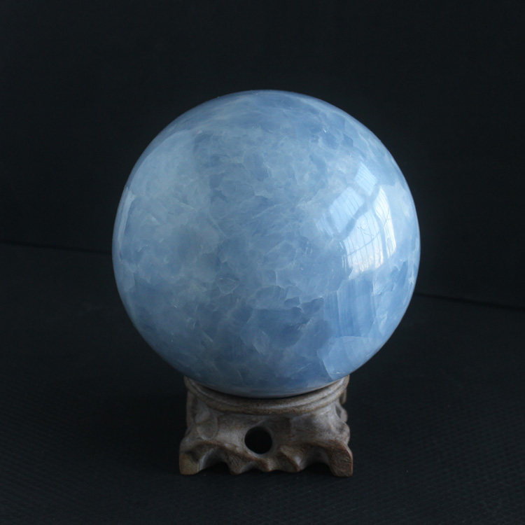 水玉冰魄天然天青石球摆件 水晶球家居摆件蓝色球实物