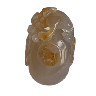 水玉冰魄天然玛瑙玉髓貔貅雕刻把玩 手把件 雕工好小摆件