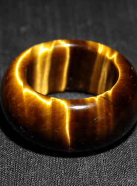 水玉冰魄天然黄虎石戒指板指 21黄蓝虎睛石指环20内径宽扳指大码