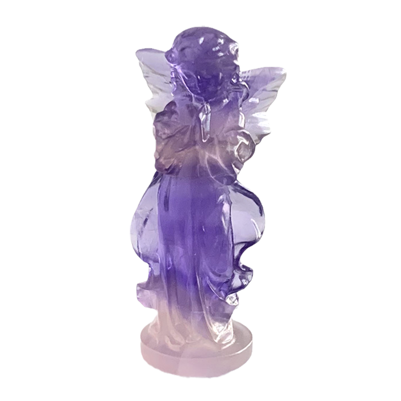 天然萤石雕刻天使小摆件