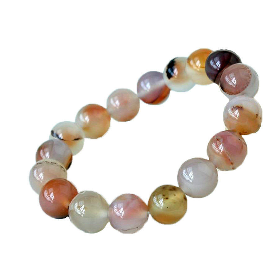 水玉冰魄 天然水草玛瑙手链 海洋玉髓手串白桔粉花草玛瑙风景玛瑙