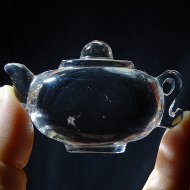 水玉冰魄 天然白水晶茶壶原石手把件吊坠挂件 打麻将把把糊实物