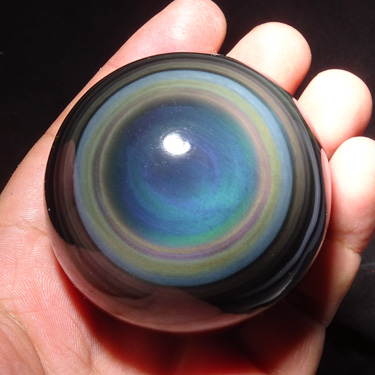 天然黑曜石中号把玩彩虹眼水晶球
