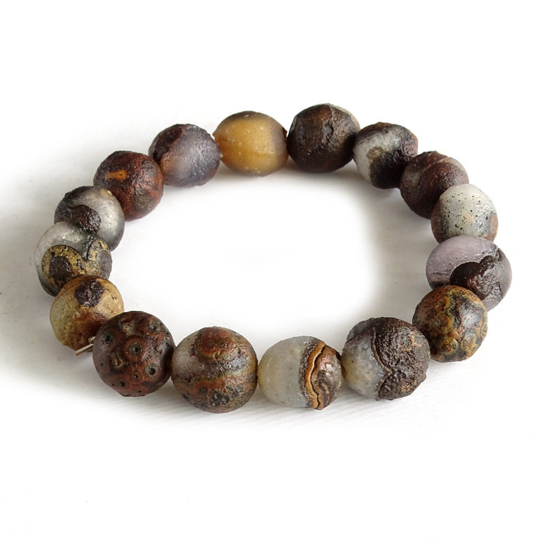 水玉冰魄天然玛瑙原石筋脉手链手串 阿拉善天眼籽玛瑙一物一图