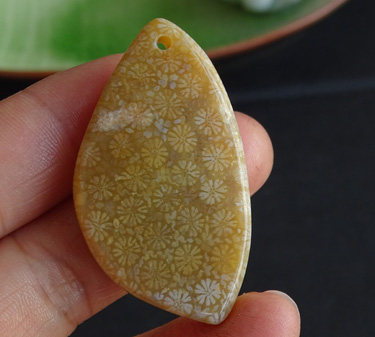 水玉冰魄 天然珊瑚化石吊坠项坠 项链 毛衣链菊花石 一图一物