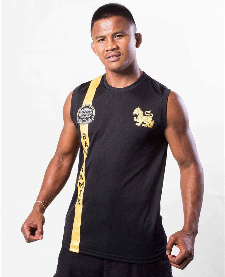 播求同款正品代购速干无袖t恤背心搏击运动短袖泰拳散打训练服