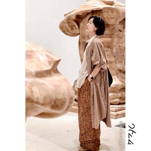 【熏旧·苎麻织理】100苎麻壁画纹样做旧女装直筒裤62VSDZ5340