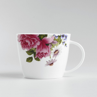 田园风马克杯骨瓷早餐杯燕麦片杯创意陶瓷水杯大容量杯子下午茶杯