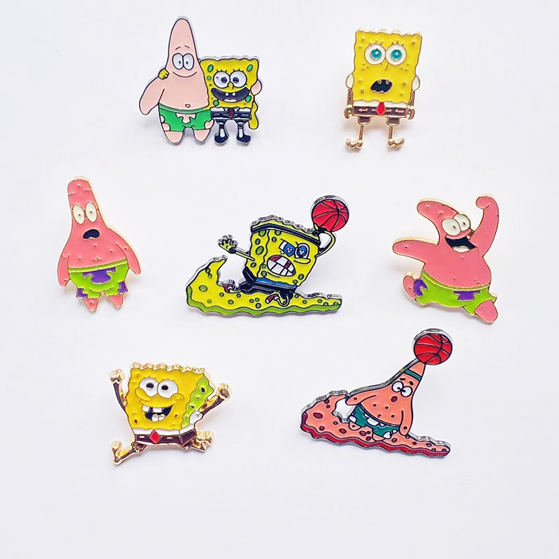 卡通海绵宝宝派大星胸针可爱少女心单面金属胸针包包衣服配饰
