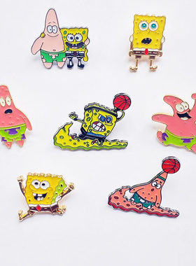 卡通海绵宝宝派大星胸针可爱少女心单面金属胸针包包衣服配饰