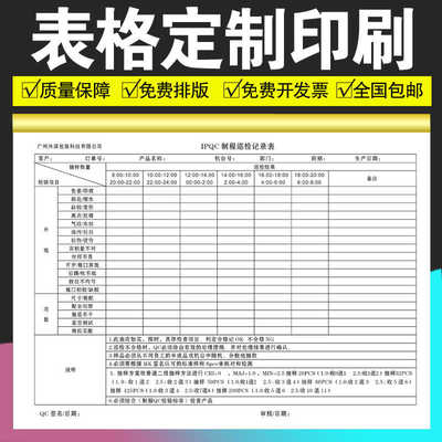 制程巡检记录表IPQCA4白纸