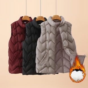 马甲女2025年冬妈妈保暖背心外套宽松大码轻薄羽绒棉棉服坎肩上衣