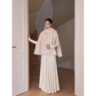 高级感外套女 仿水貂毛环保皮草斗篷大衣加厚保暖短款 签儿冬季 新品