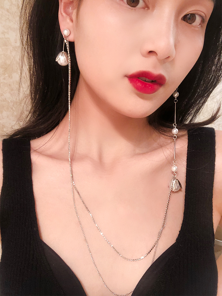 韩国一体式连体女项链项链耳环