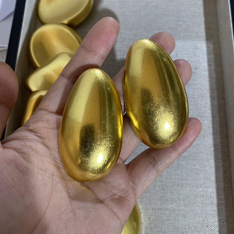 复古气质做旧金色水滴形金属极简港风耳钉轻奢设计高级感耳环耳饰