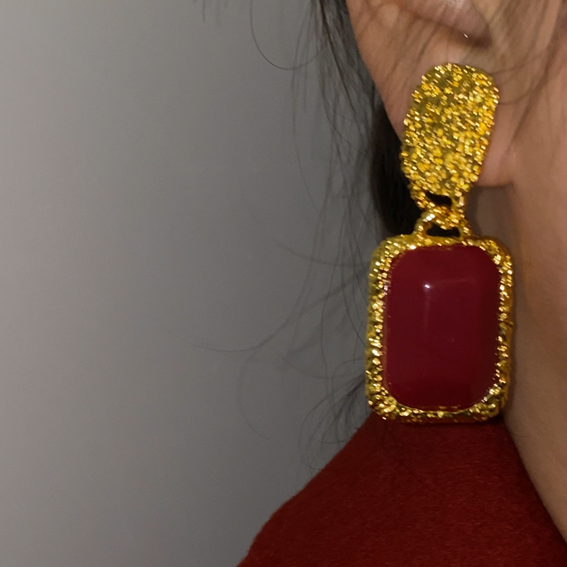 欧美复古几何吊坠耳环2024年新款