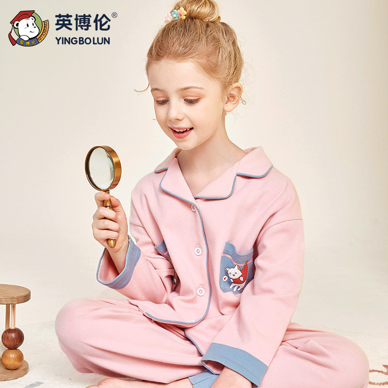 春秋女童纯棉开衫格子卡通