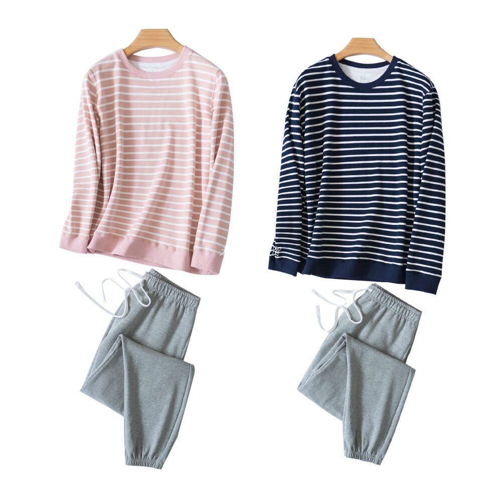 TY款优衣春秋睡衣良品外穿卫衣家居服套装运动新起居服条纹