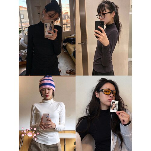 半高领保暖打底衫女秋冬