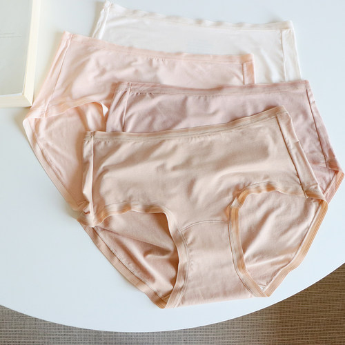 隐形粉底液色肤色超柔软中高腰包臀内裤莫代尔蚕丝纯棉女式三角裤