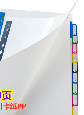 10张a4索引页办公11孔可拆卸白色软PP塑料分隔纸板活页标签指示页