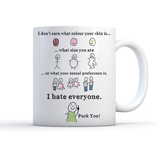 I Hate Everyone表情陶瓷咖啡马克杯子茶水杯生日礼物美式新款Mug
