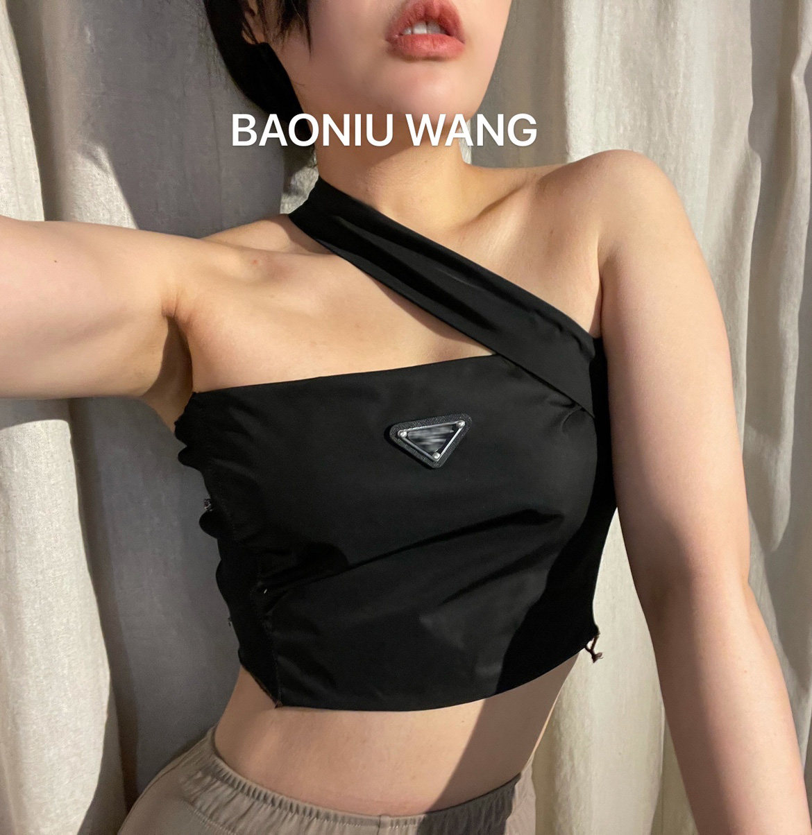 原创美背吊带女士背心抹胸型网红爆款黑色PDAra外穿打底抹胸文胸