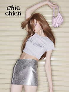 ChicChick时髦小鸡vol17「银色比安卡」金属做旧迷你辣妹皮短裙