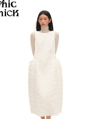 ChicChick时髦小鸡Lady Snow白色重工立体花朵新年派对礼服连衣裙