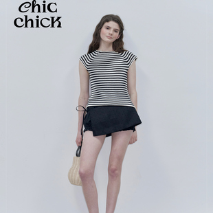 复古黑色网纱波点暗纹围裙南瓜短裙裤 ChicChick时髦小鸡新品 法式