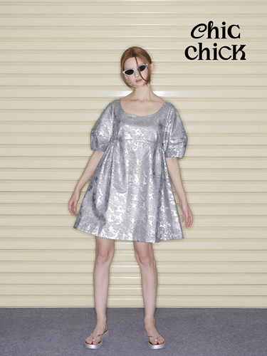 银色连衣裙蓬蓬裙中长公主娃娃