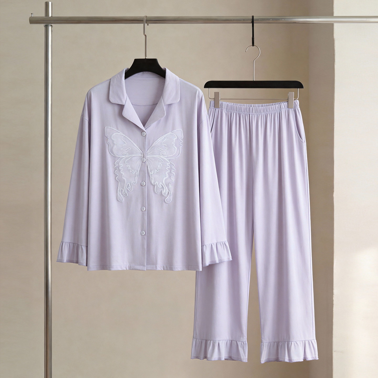 SLEEPTIGHT莫代尔棉睡衣女款长袖紫色高级感轻奢女士可外穿家居服