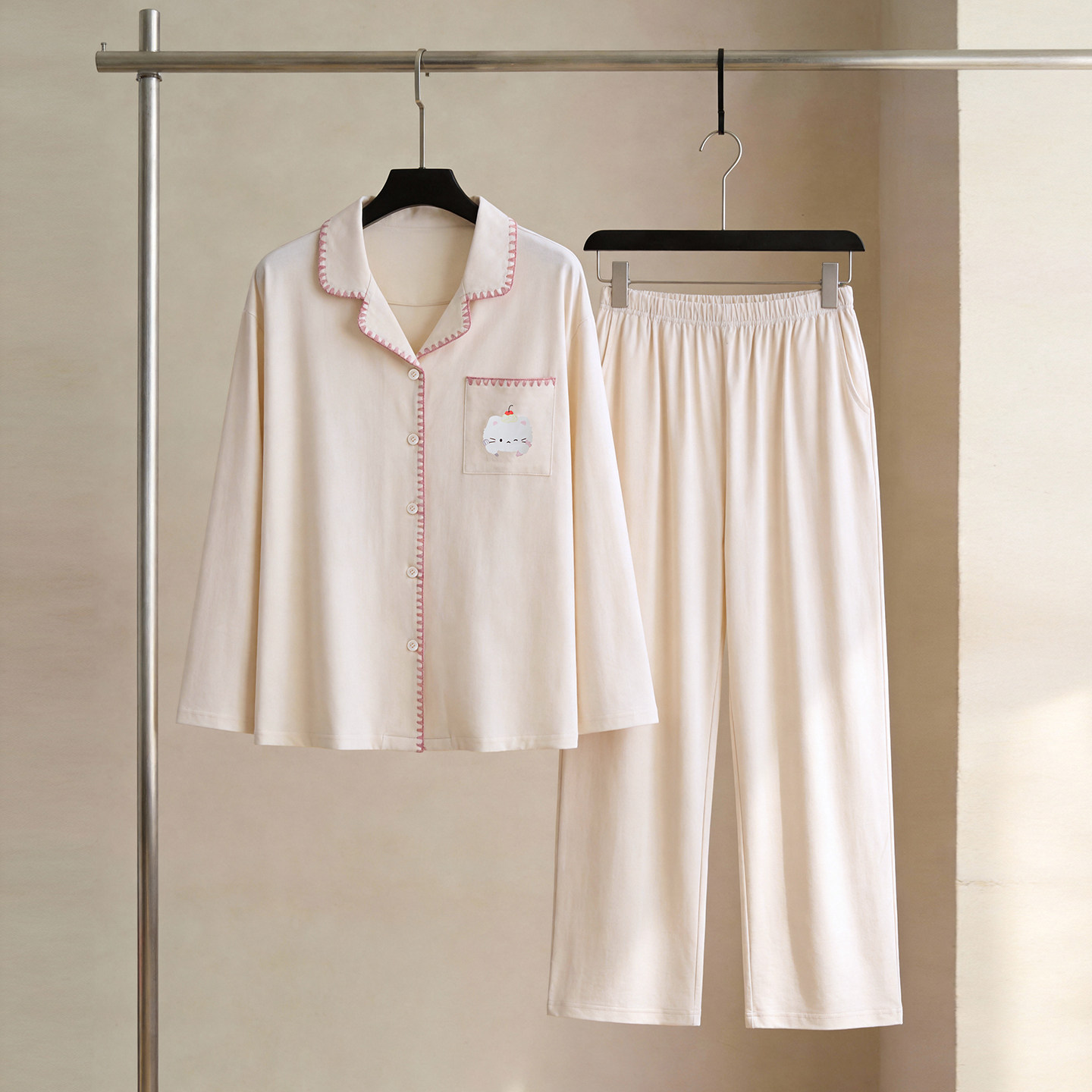 SLEEPTIGHT情侣睡衣2026新款春秋女款纯棉长袖简约可外穿男家居服