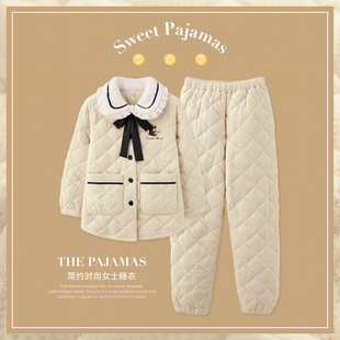 SLEEPTIGHT睡衣冬季女款公主风三层夹棉加厚加绒冬款可外穿家居服