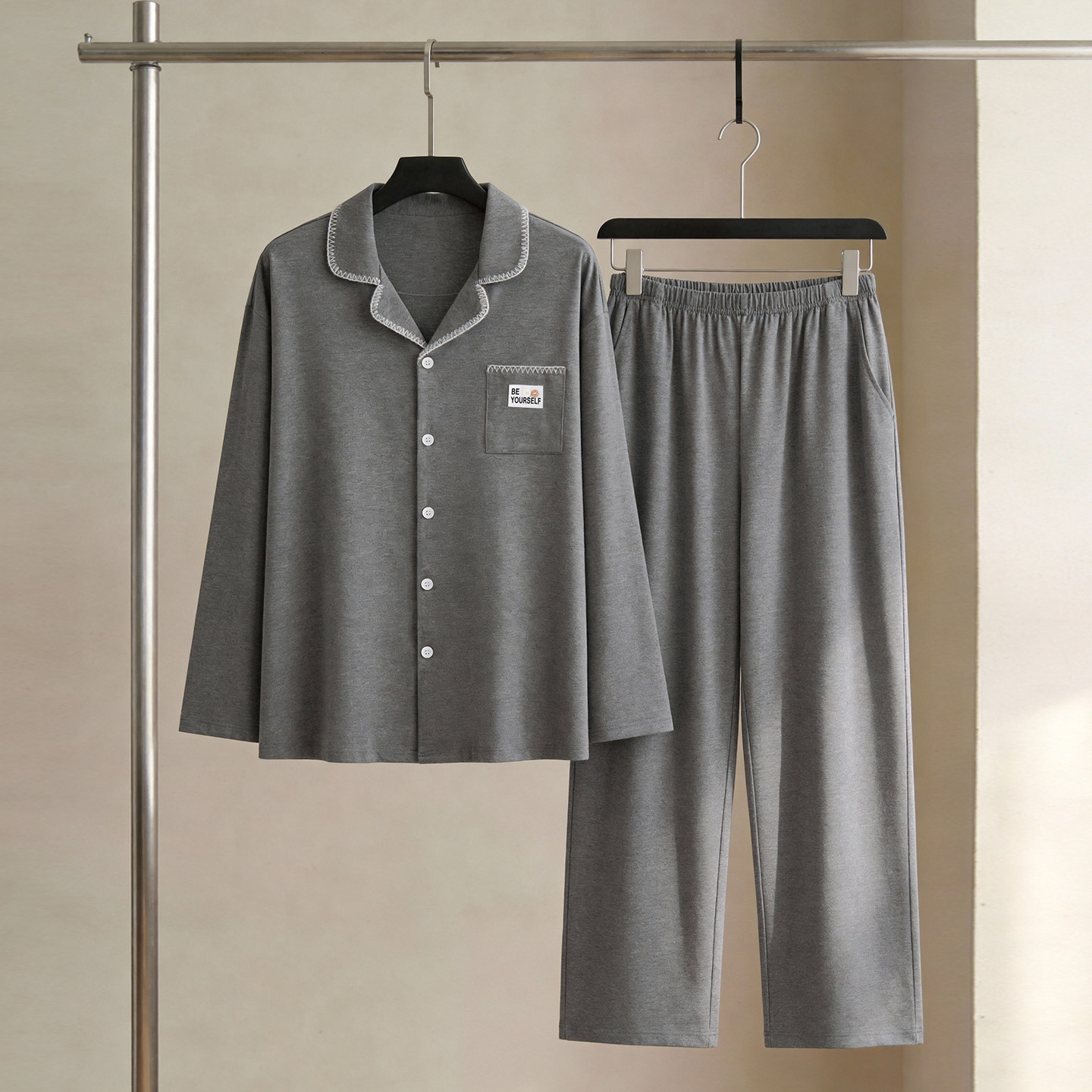 SLEEPTIGHT男士睡衣2026新款纯棉长袖青少年男款情侣气质女家居服