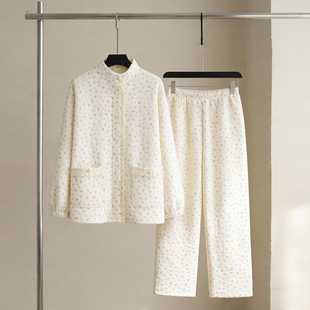 SLEEPTIGHT空气棉睡衣女款冬季加厚纯棉高领护颈碎花可外穿家居服