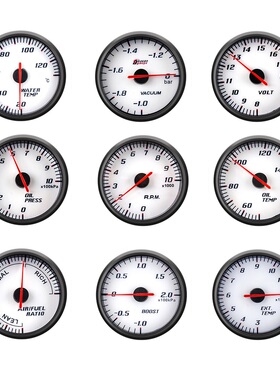 汽车改装60mm通用仪表蓝光背景涡轮增压水温油温油压空燃比排温表