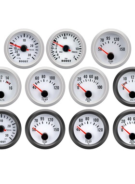 汽车改装仪表52mm车用12V通用型蓝光增压水温油温油压电压表