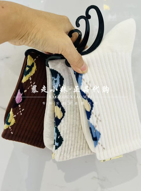 暴走小妹tutuanna专柜正品26春季新款菱形格螺纹棉混女袜中筒袜