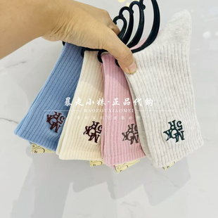字母刺绣螺纹棉混女袜中筒袜 新款 暴走小妹tutuanna专柜正品 26春季
