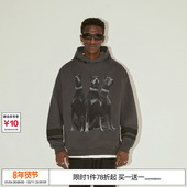 王鹤棣同款 EMPTY REFERENCE 原创经典 杜宾犬印花连帽卫衣