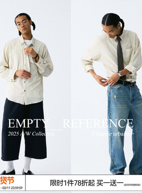 EMPTY REFERENCE 色织条纹结构分割贴袋经典方领休闲衬衣长袖衬衫