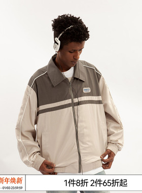 EMPTY REFERENCE 原创灰色刺绣拼接夹克复古工装潮流短上衣外套