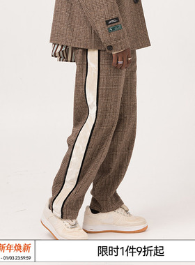 林墨 白景屹 EMPTY REFERENCE 咖色格纹复古西装长裤丝绒休闲裤