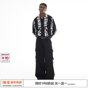 宽松休闲长袖 EMPTY 复古原创格纹拼接蕾丝衬衫 美式 衬衣 REFERENCE